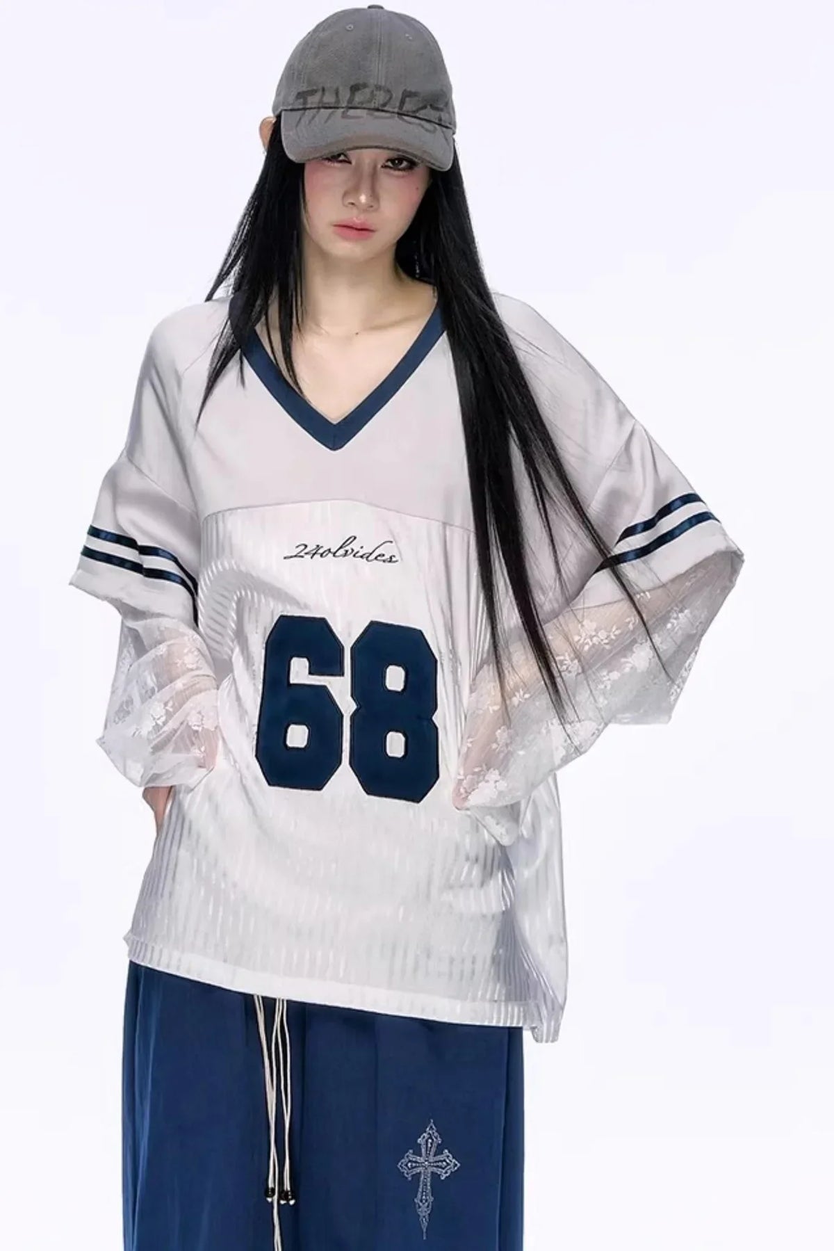 Heavy Embroidery Lace Jersey Top