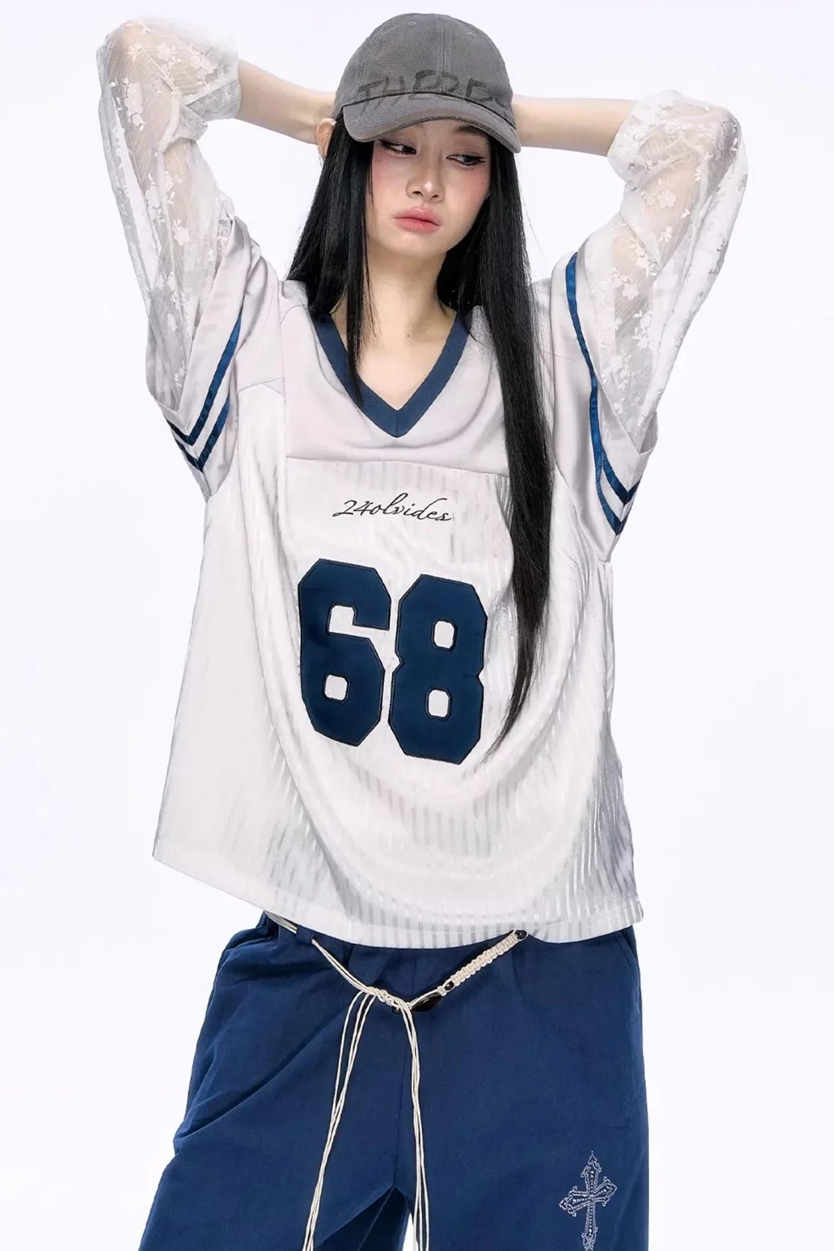 Heavy Embroidery Lace Jersey Top