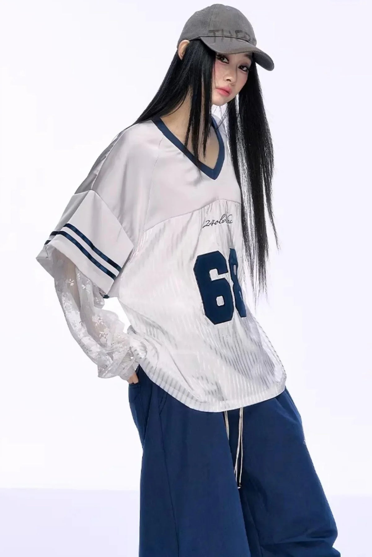 Heavy Embroidery Lace Jersey Top