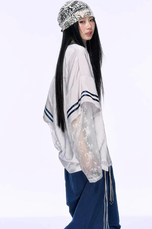 Heavy Embroidery Lace Jersey Top