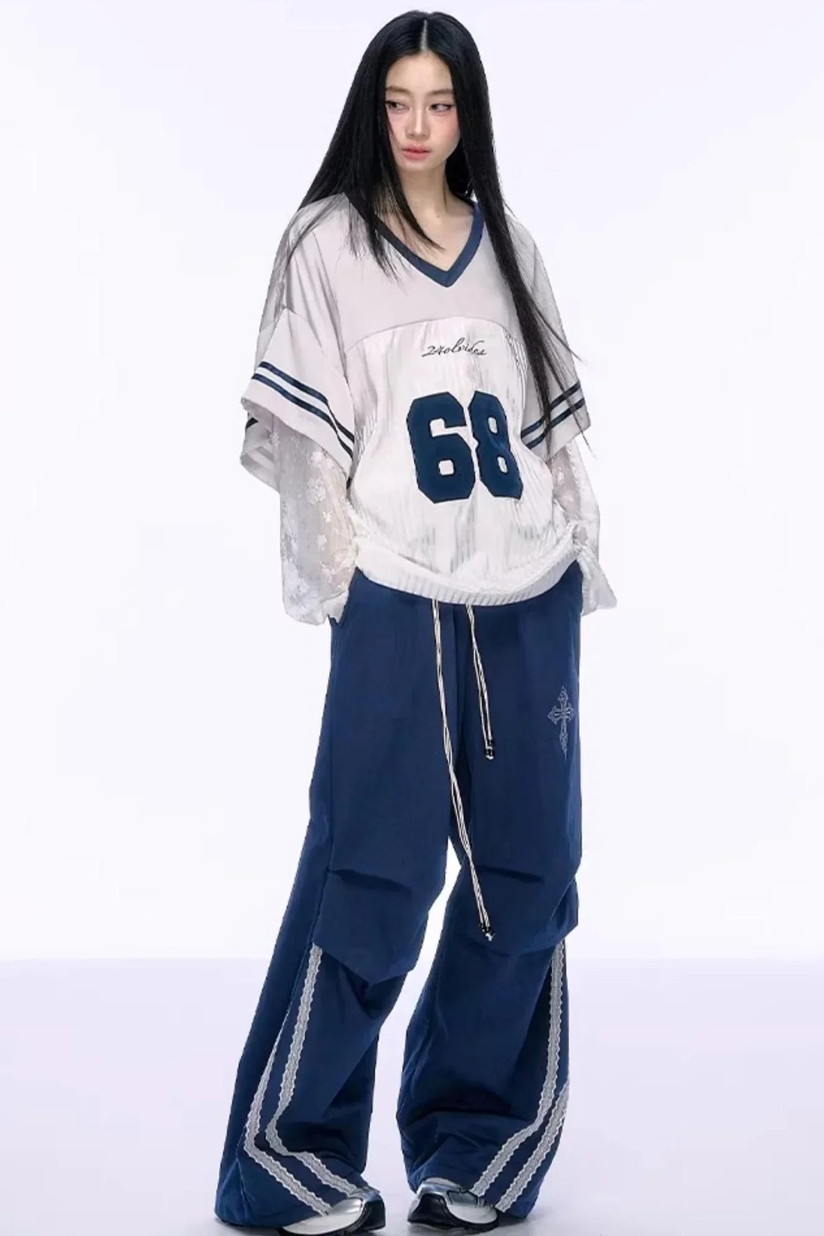 Heavy Embroidery Lace Jersey Top