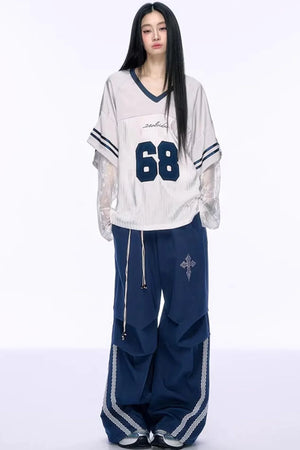 Heavy Embroidery Lace Jersey Top