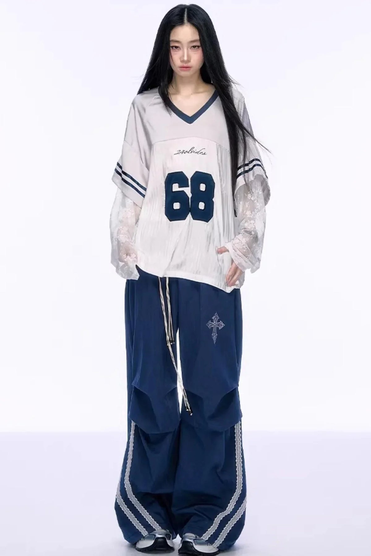 Heavy Embroidery Lace Jersey Top