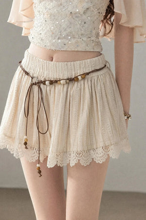 Heavy Embroidery Lace Mini Skirt