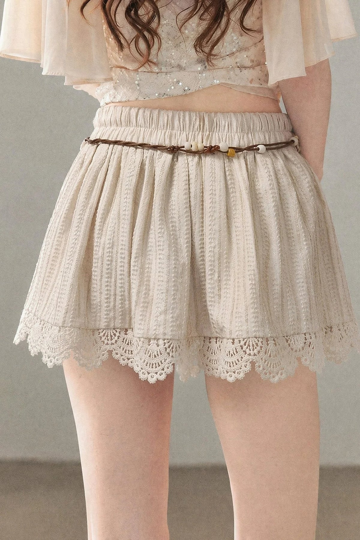Heavy Embroidery Lace Mini Skirt