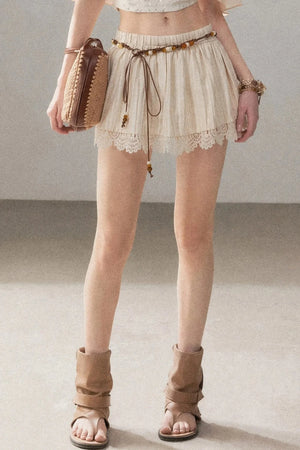 Heavy Embroidery Lace Mini Skirt