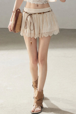 Heavy Embroidery Lace Mini Skirt