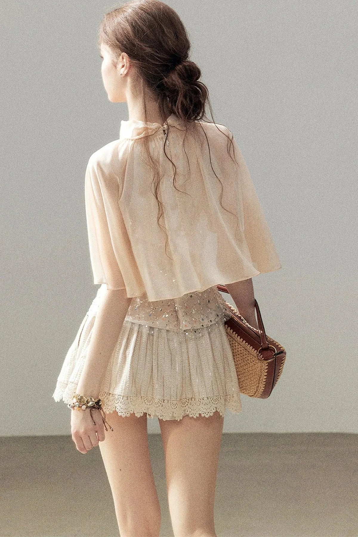Heavy Embroidery Lace Mini Skirt