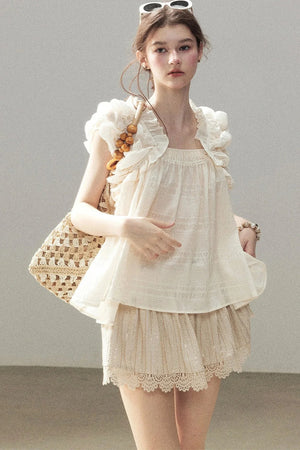Heavy Embroidery Lace Mini Skirt