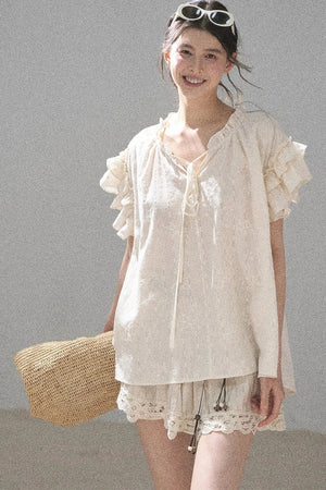 Heavy Embroidery Lace Mini Skirt