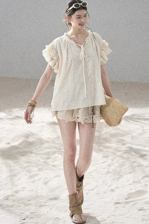 Heavy Embroidery Lace Mini Skirt