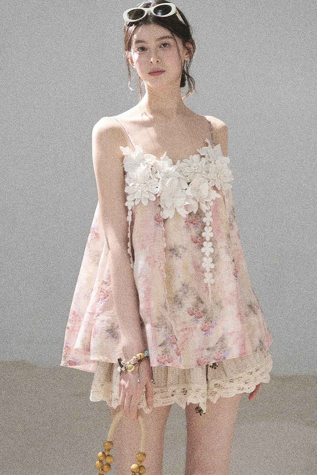 Heavy Embroidery Lace Mini Skirt