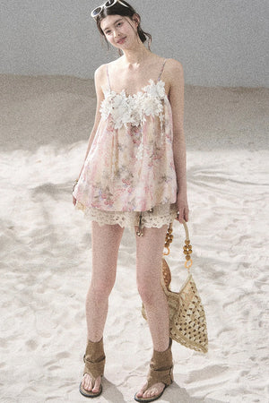 Heavy Embroidery Lace Mini Skirt