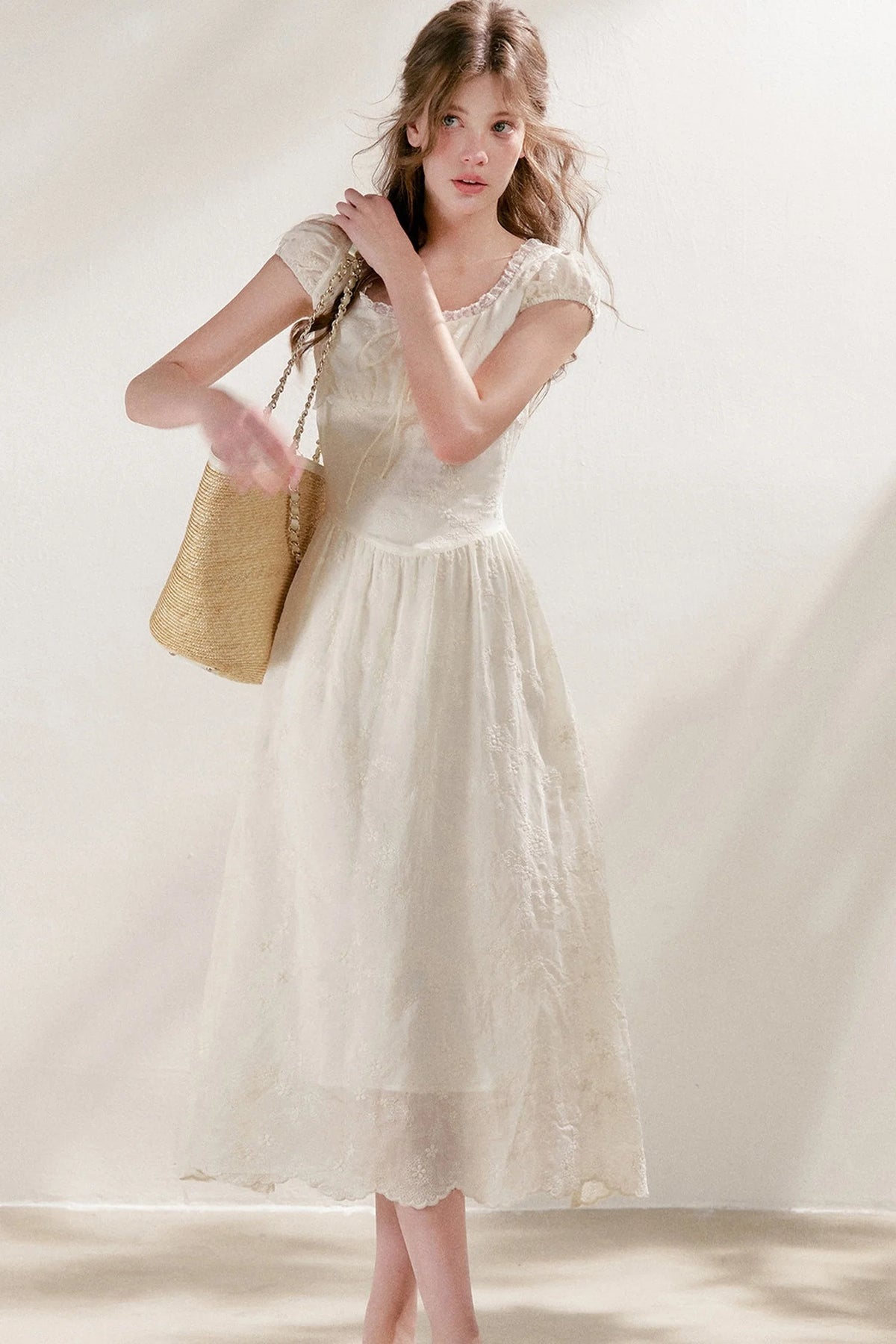 Heavy Embroidery Lace Patchwork Long Dress