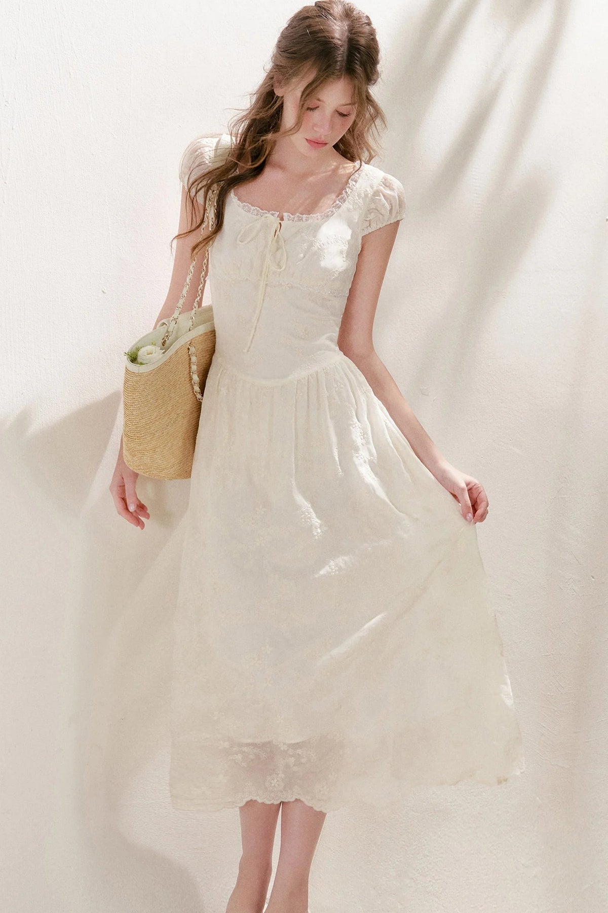 Heavy Embroidery Lace Patchwork Long Dress