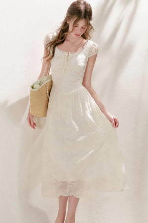 Heavy Embroidery Lace Patchwork Long Dress