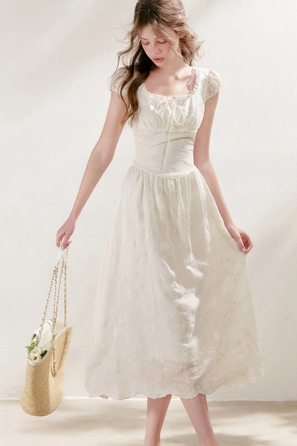 Heavy Embroidery Lace Patchwork Long Dress