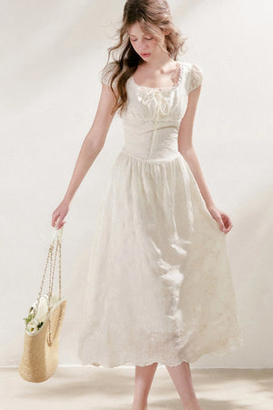 Heavy Embroidery Lace Patchwork Long Dress