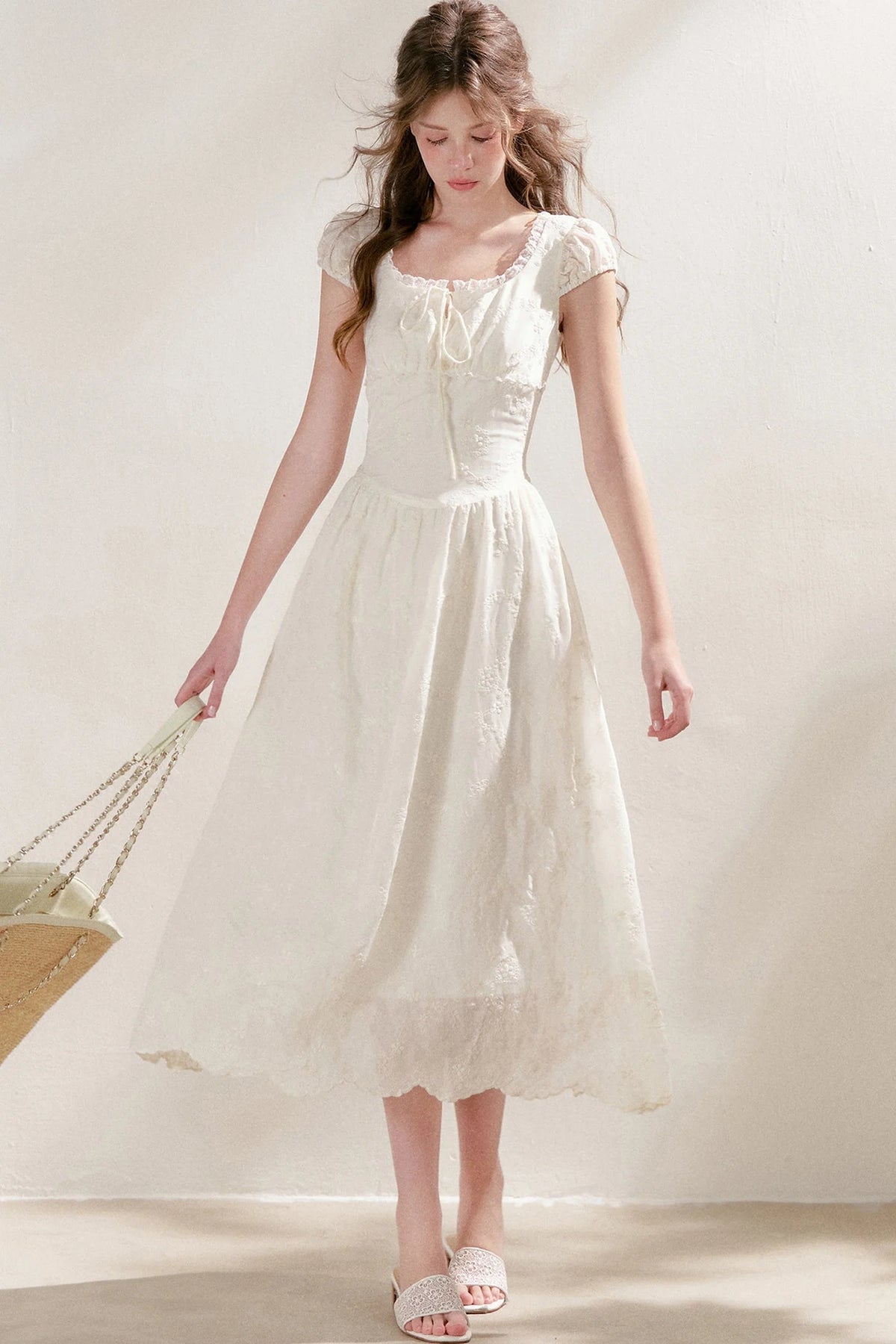 Heavy Embroidery Lace Patchwork Long Dress