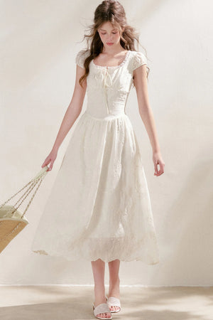 Heavy Embroidery Lace Patchwork Long Dress