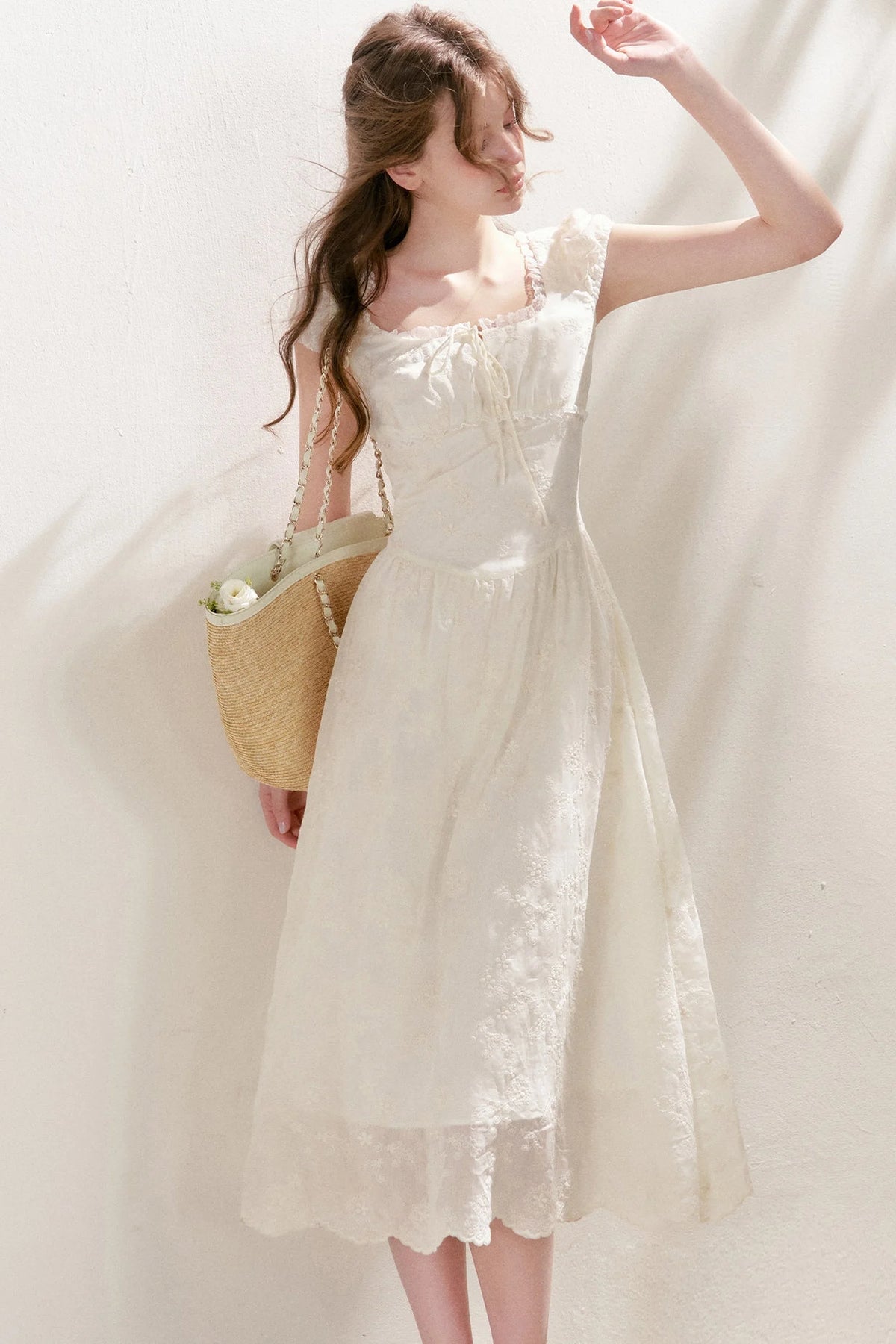 Heavy Embroidery Lace Patchwork Long Dress