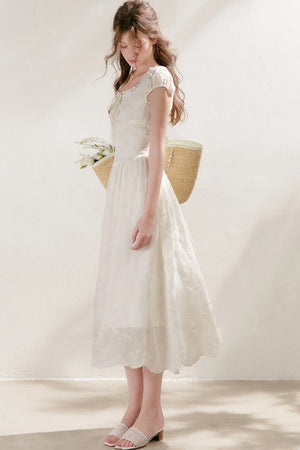 Heavy Embroidery Lace Patchwork Long Dress