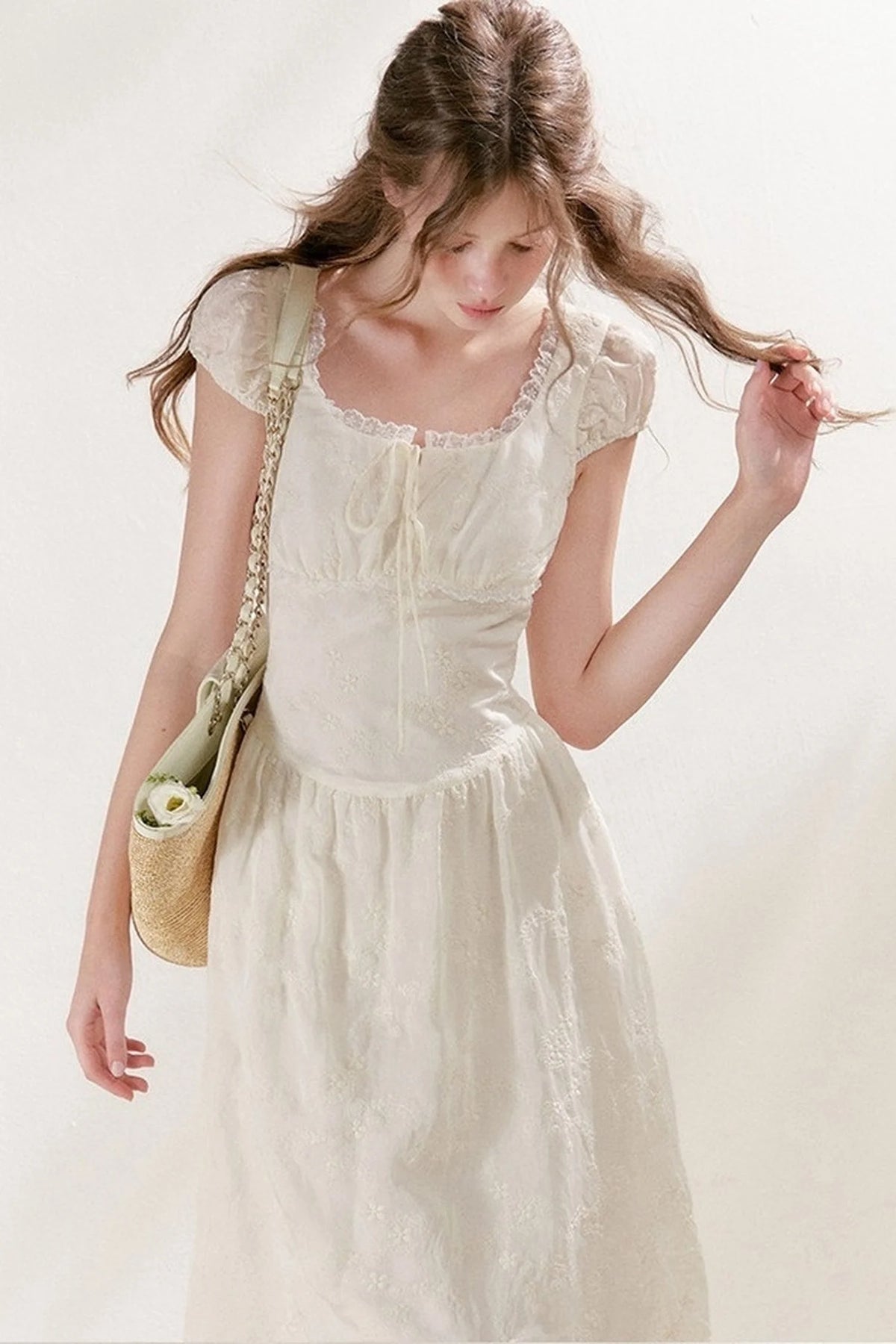 Heavy Embroidery Lace Patchwork Long Dress
