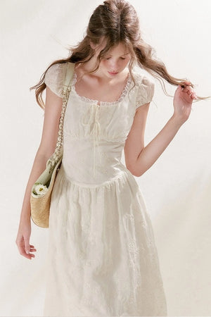Heavy Embroidery Lace Patchwork Long Dress