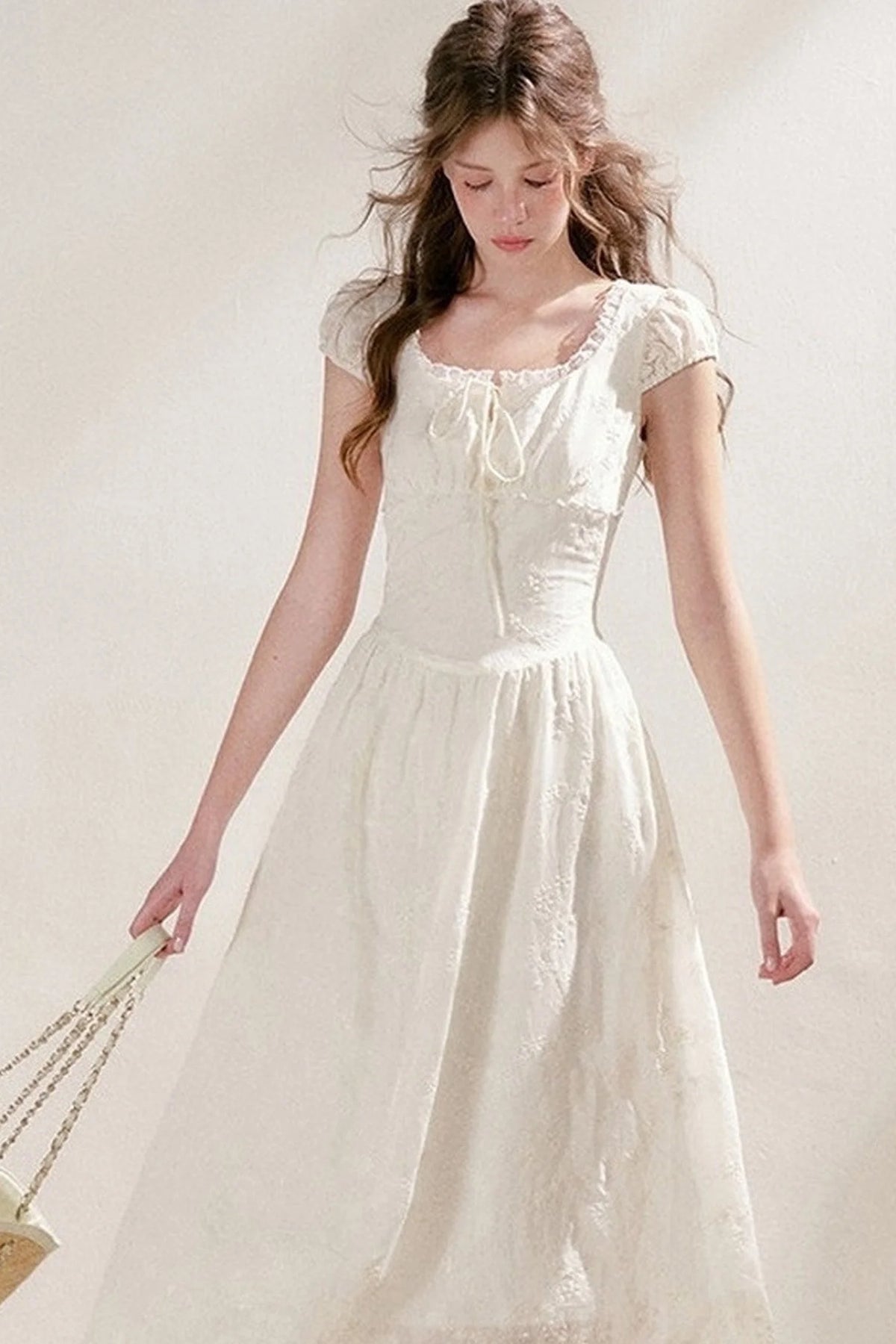 Heavy Embroidery Lace Patchwork Long Dress