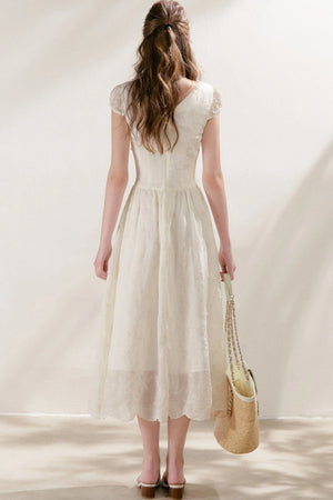 Heavy Embroidery Lace Patchwork Long Dress