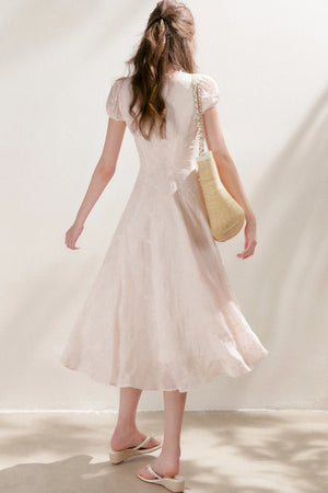Heavy Embroidery Lace Trim Long Dress