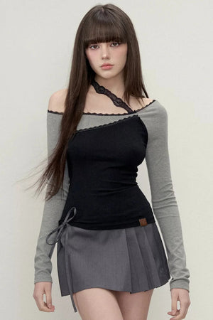 Heavy Lace Color-Block Top