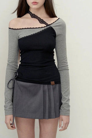 Heavy Lace Color-Block Top