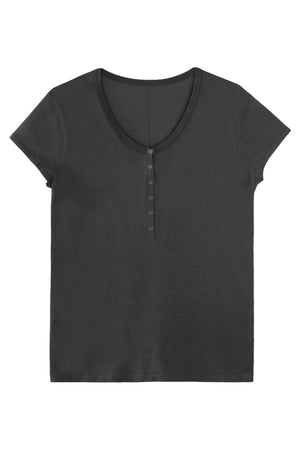 Henley Knit Short Sleeve Lyocell Top
