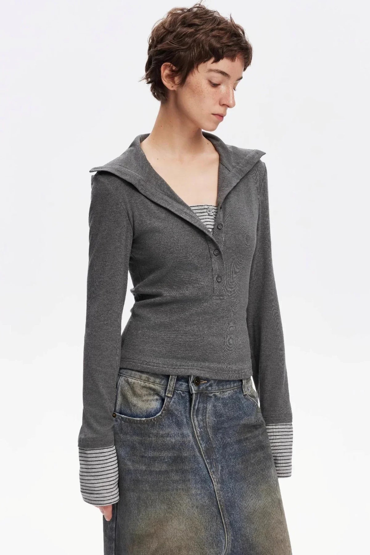 Henry Collar Knitted Top