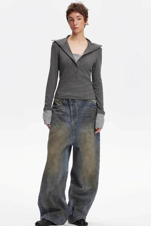 Henry Collar Knitted Top