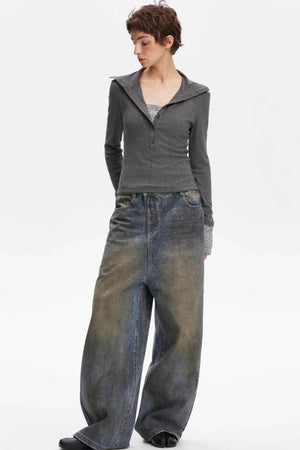 Henry Collar Knitted Top