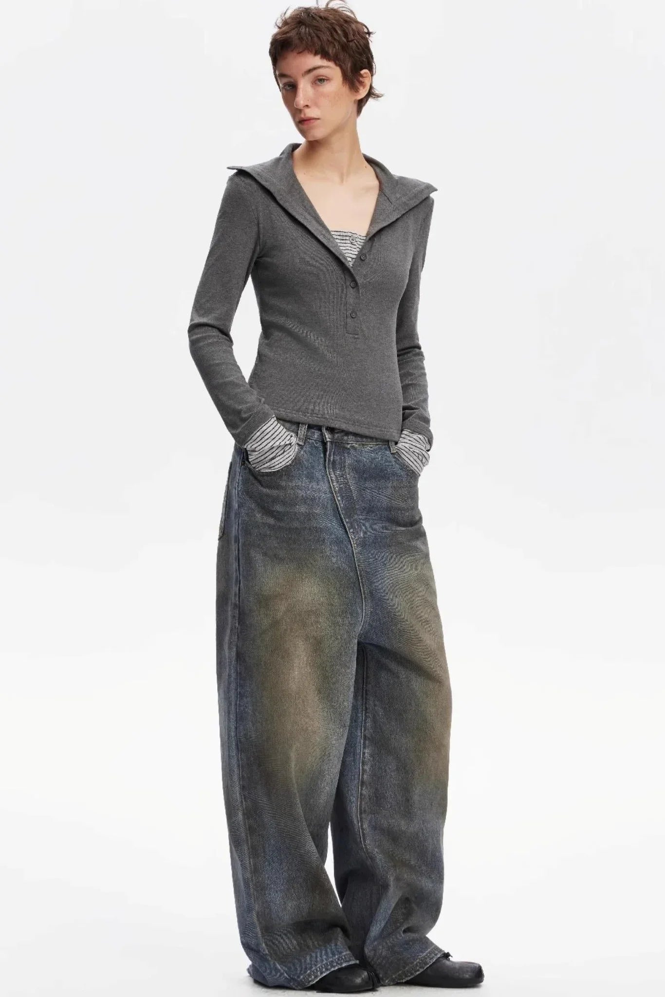 Henry Collar Knitted Top