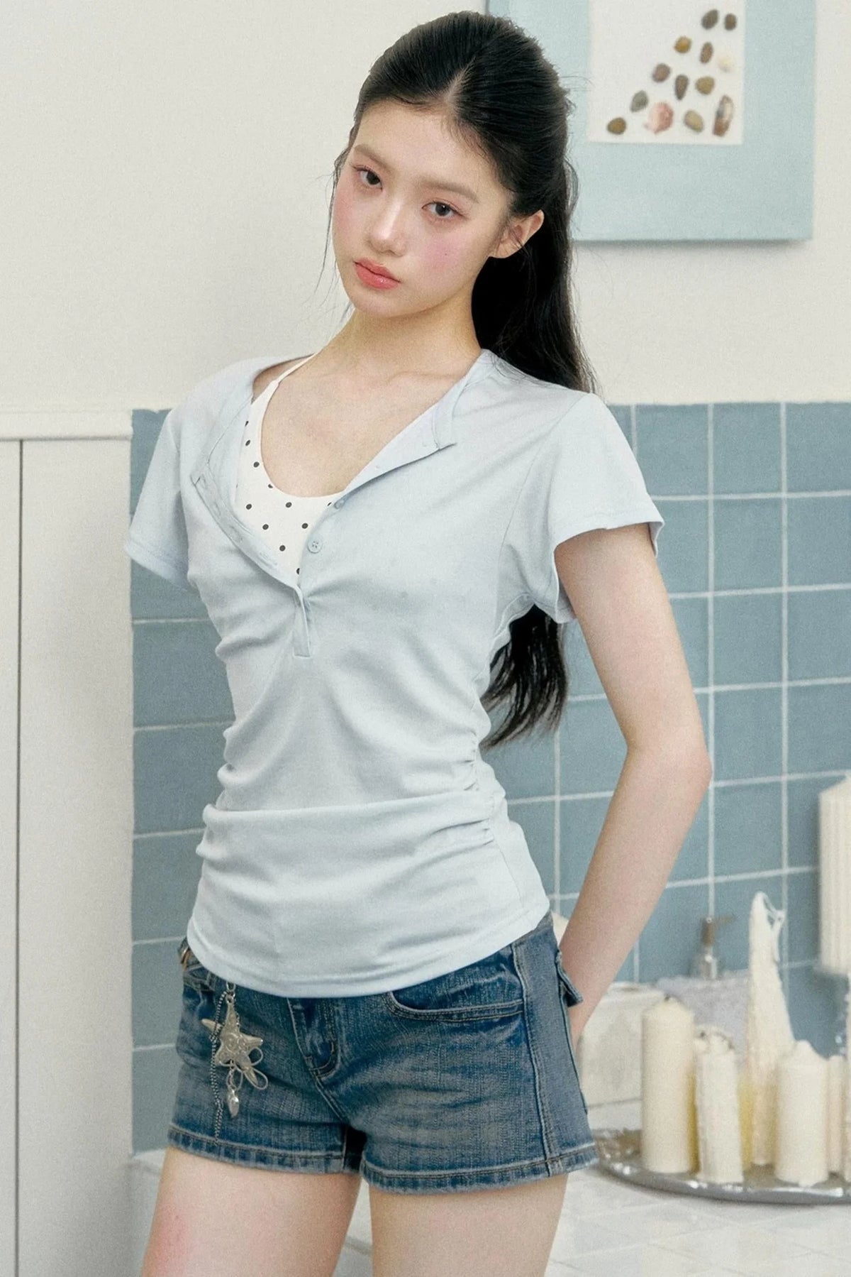 Henry Collar Slim-Fit T-Shirt Set-Up