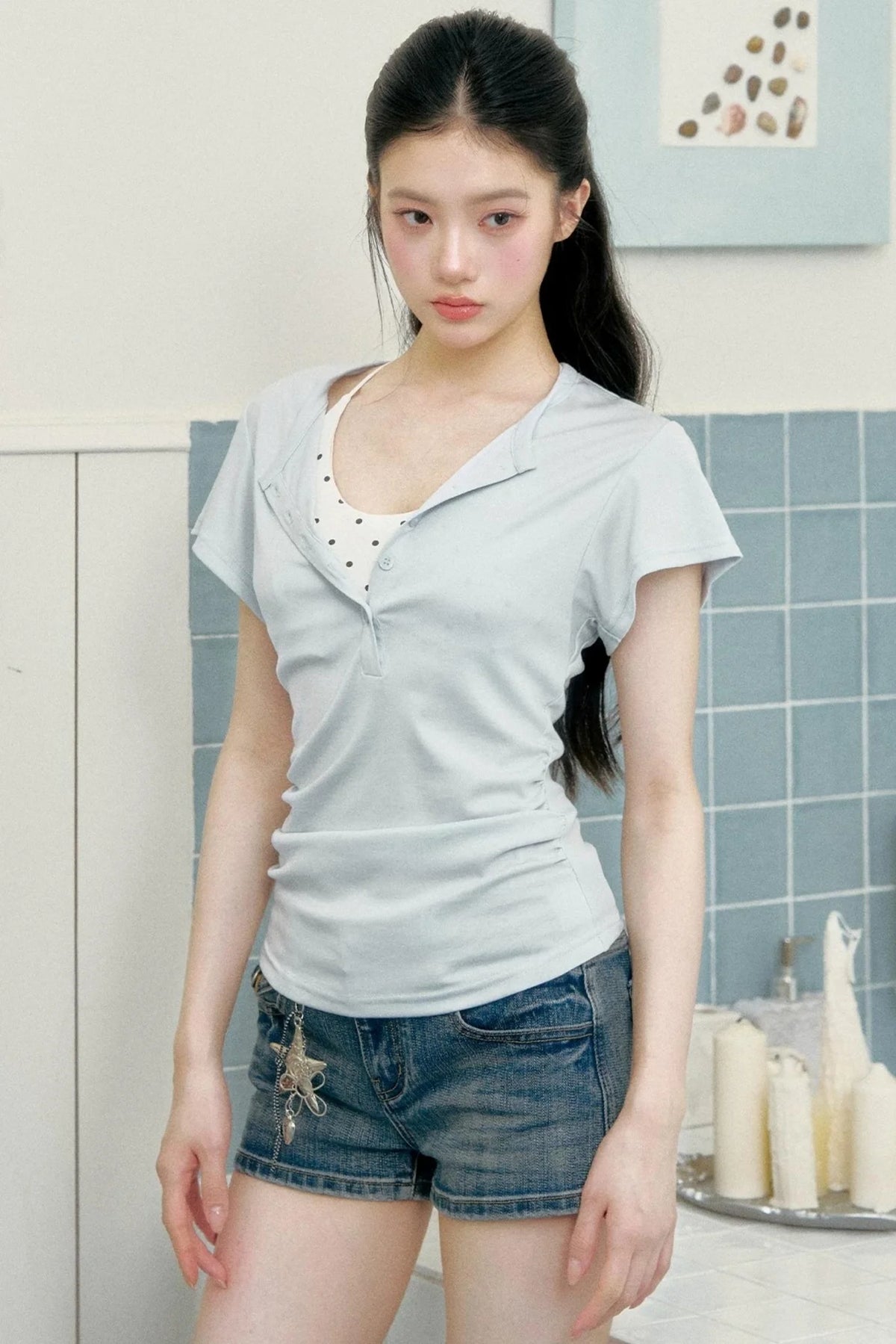 Henry Collar Slim-Fit T-Shirt Set-Up