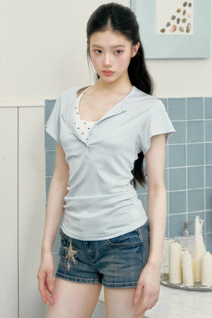 Henry Collar Slim-Fit T-Shirt Set-Up