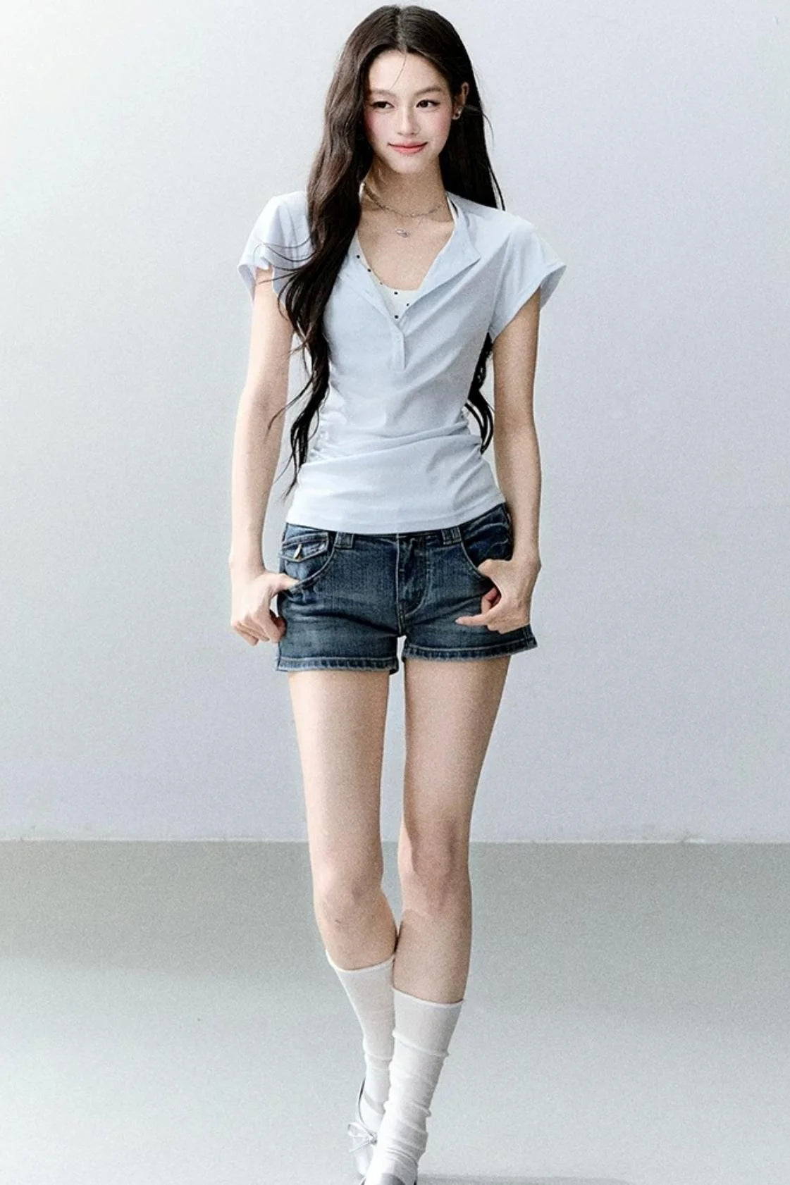 Henry Collar Slim-Fit T-Shirt Set-Up