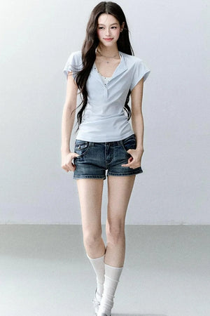 Henry Collar Slim-Fit T-Shirt Set-Up