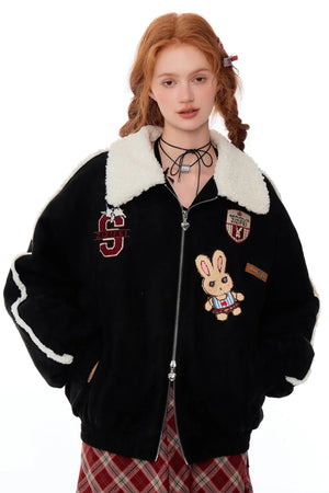 hicken Cotton Bunny Baseball Jacket