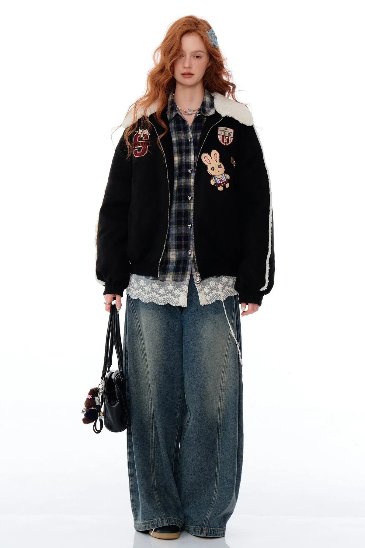 hicken Cotton Bunny Baseball Jacket