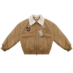 hicken Cotton Bunny Baseball Jacket