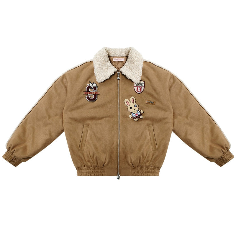 hicken Cotton Bunny Baseball Jacket