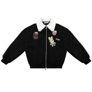 hicken Cotton Bunny Baseball Jacket