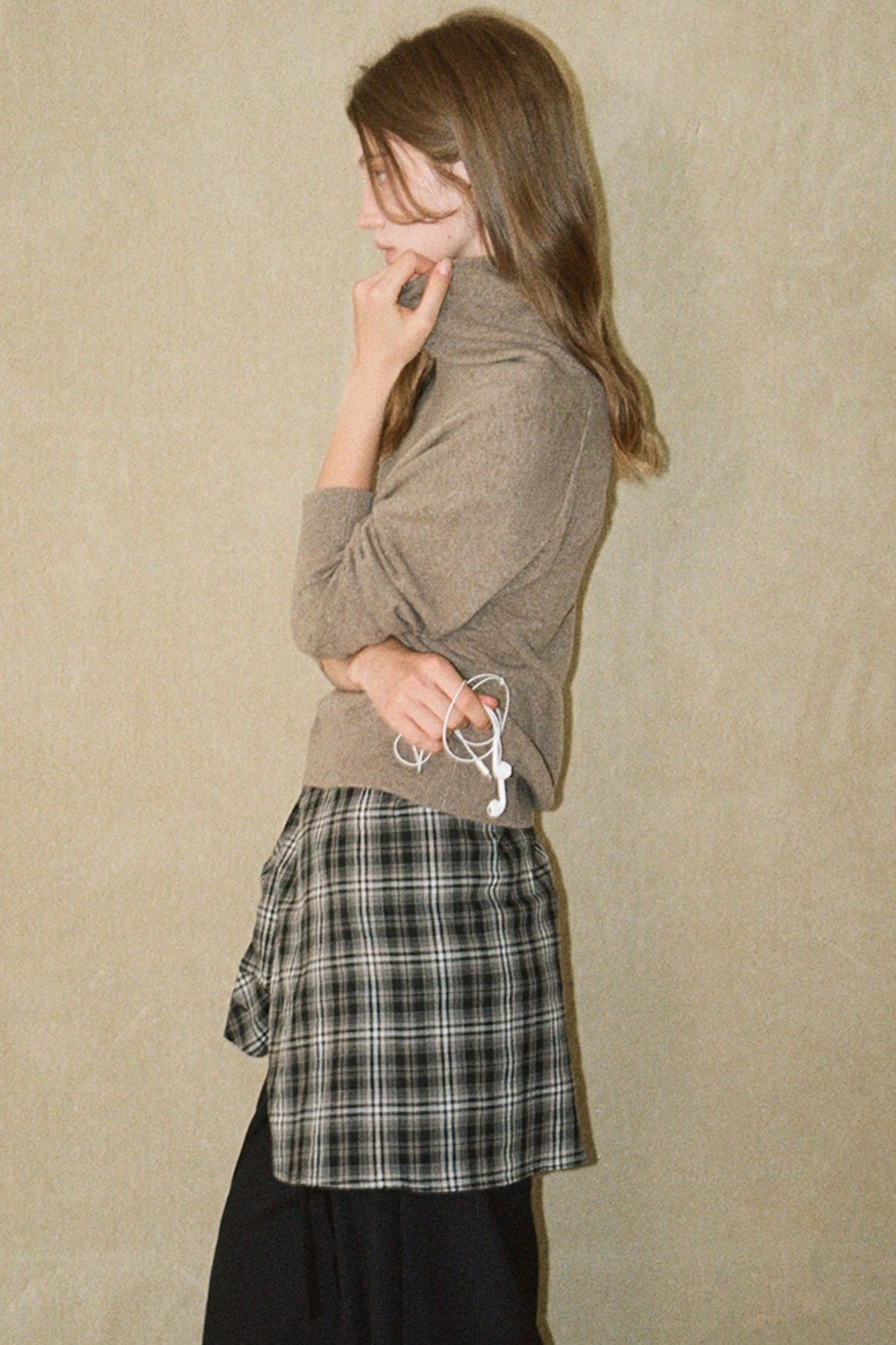 High Cashmere Wool Tricolor Knit Top