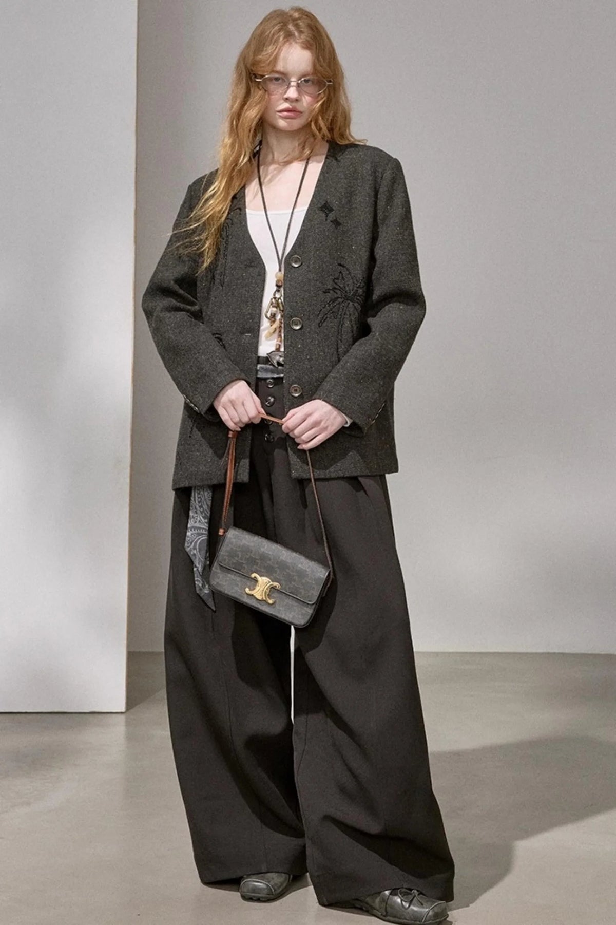 High-Density Beaded V-Neck Jacket